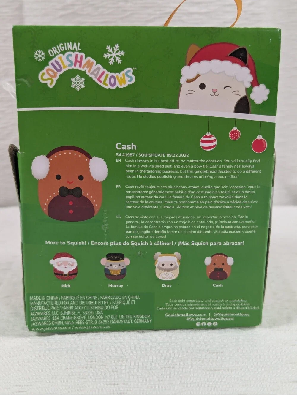 Squishmallows - Cash The Gingerbread - Christmas plush Ornament